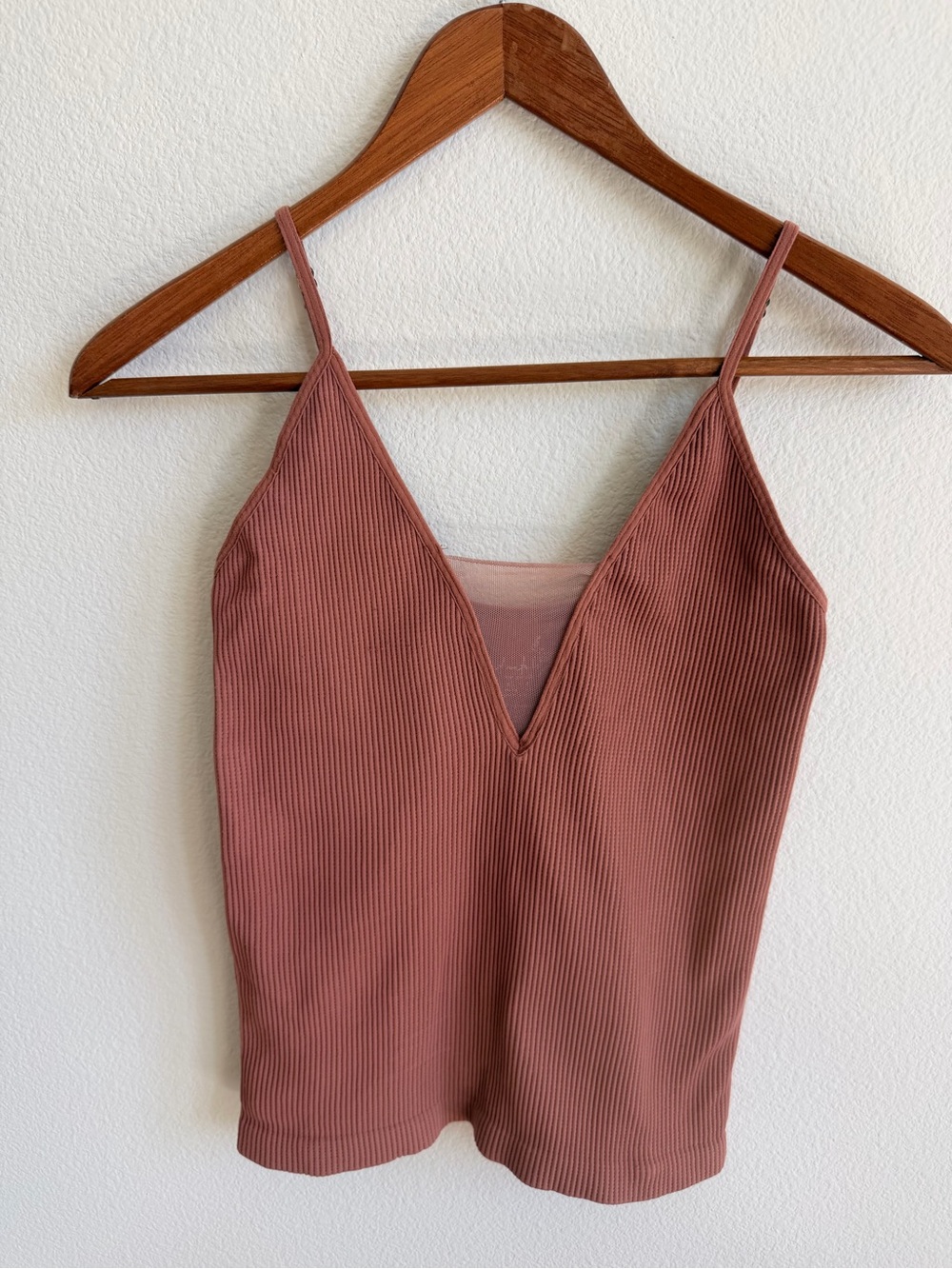 Free People Ribbed V-Neck Cami Tank - Dusty Rose